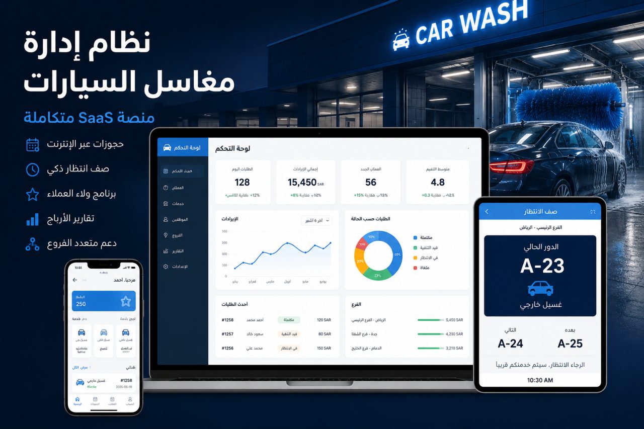 نظام إدارة مغاسل السيارات — ملصق ترويجي